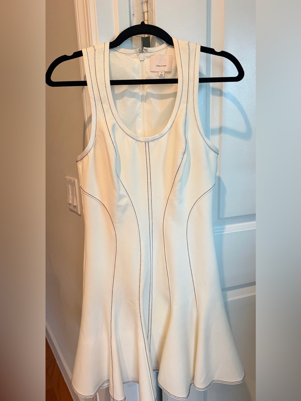 Cinq a Sept Ivory fit and flare tank dress.